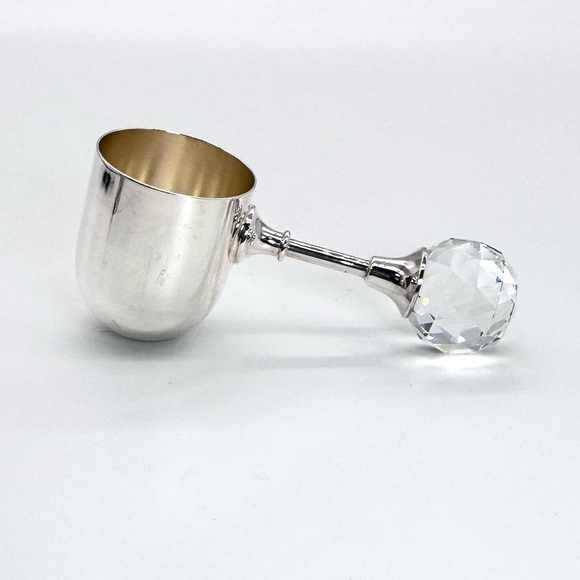 Other - Silver Plated Crystal Handle Jigger Shot Measure Gilt Interior Barware